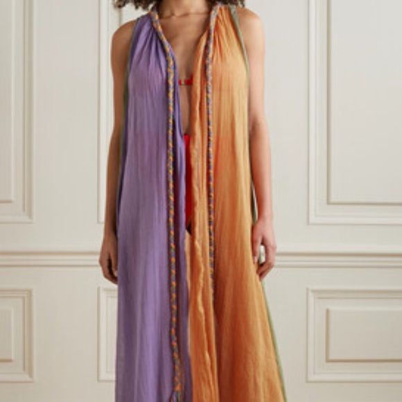 Miguelina Calypso Color-block Cotton-gauze Coverup - Orange - Picture 4 of 8